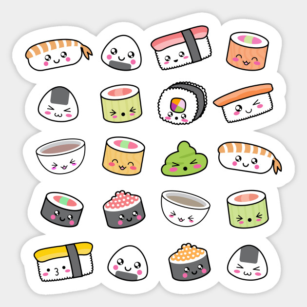 Happy kawaii sushi  pattern Sushi  Sticker  TeePublic